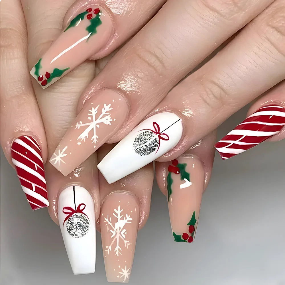 Holiday Glam Green Deer Nail Set-23