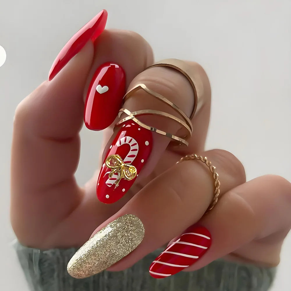 Holiday Glam Green Deer Nail Set-24