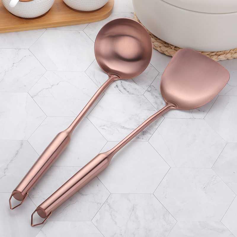 Long Handled Stainless Steel Spatula and Spoon Set-1