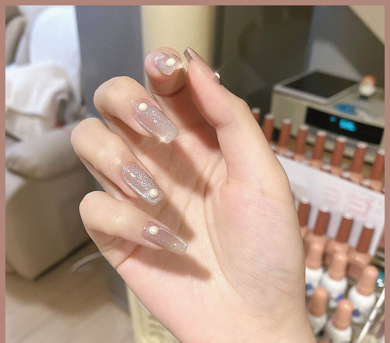 Milk Tea Crystal Cat Eye Nail Polish-11