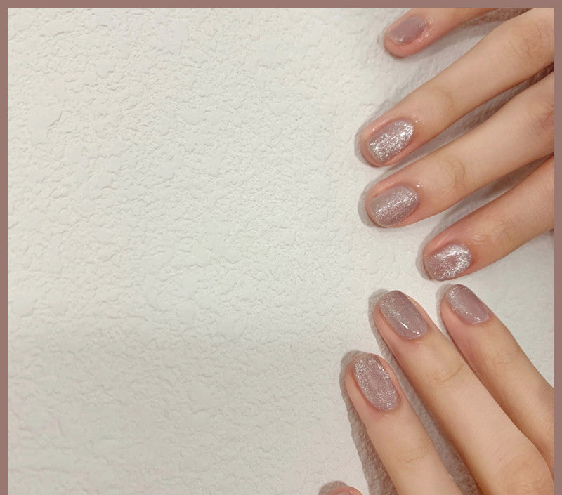 Milk Tea Crystal Cat Eye Nail Polish-17