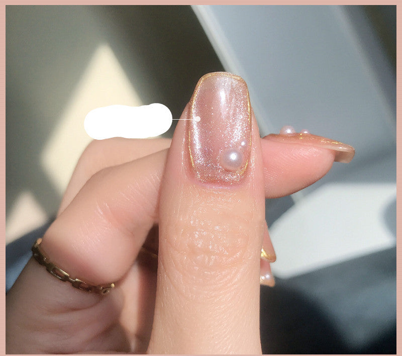 Milk Tea Crystal Cat Eye Nail Polish-14