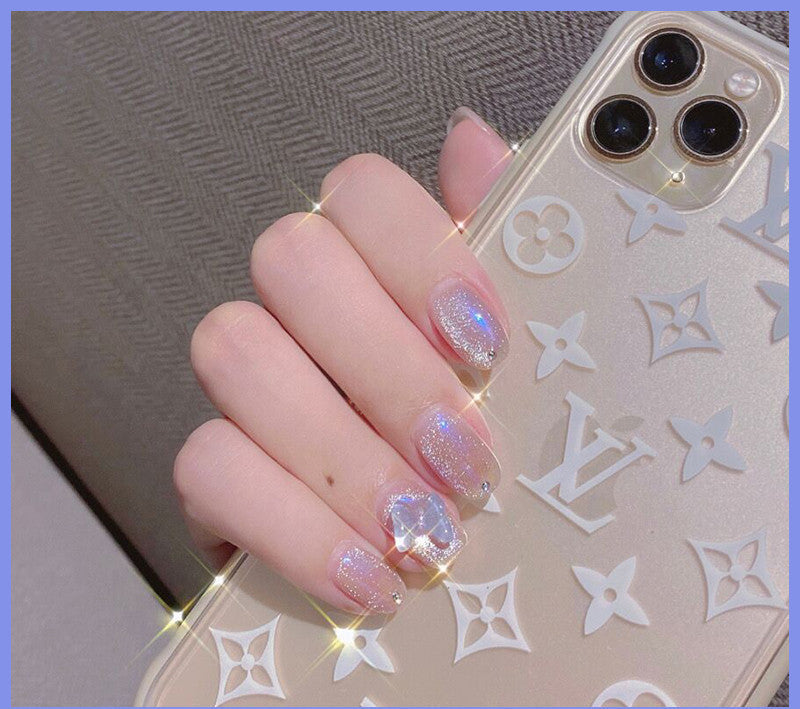 Milk Tea Crystal Cat Eye Nail Polish-8