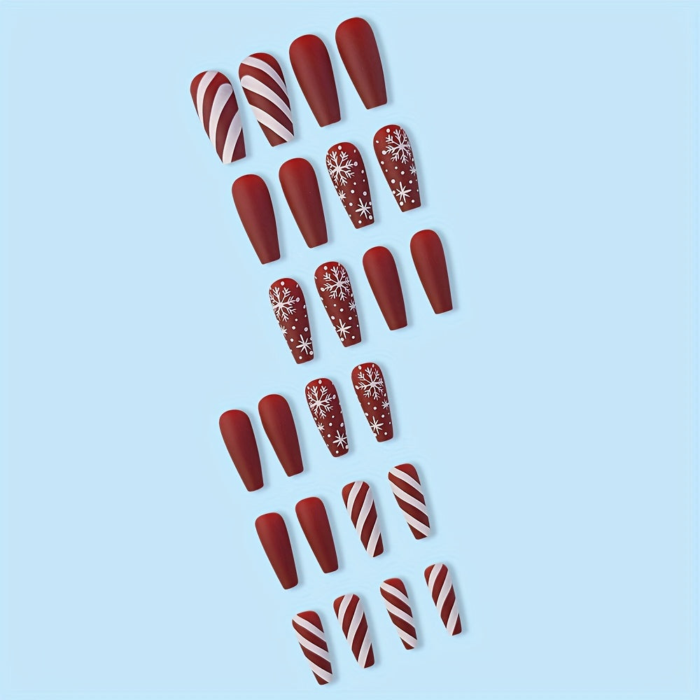Red & White Press-On Nails Set-2