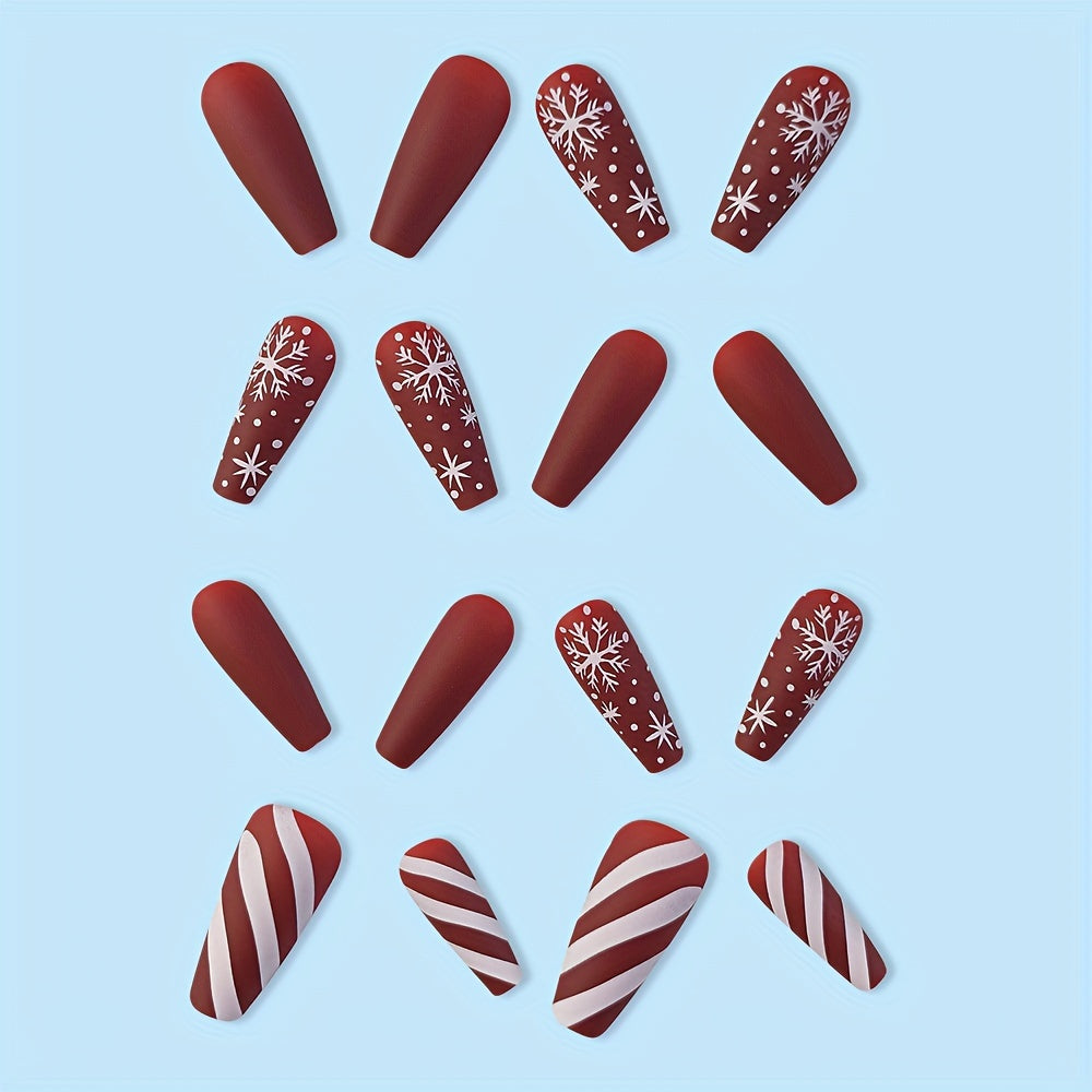 Red & White Press-On Nails Set-3