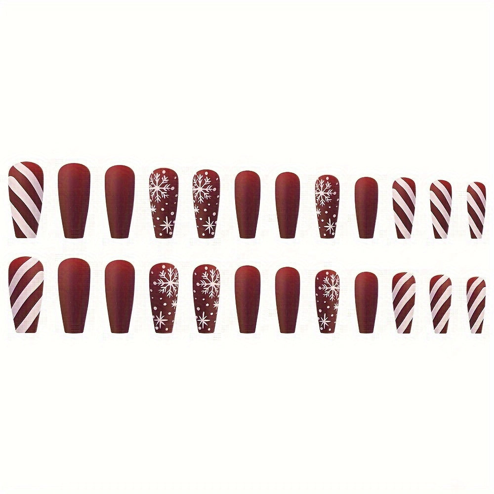 Red & White Press-On Nails Set-4