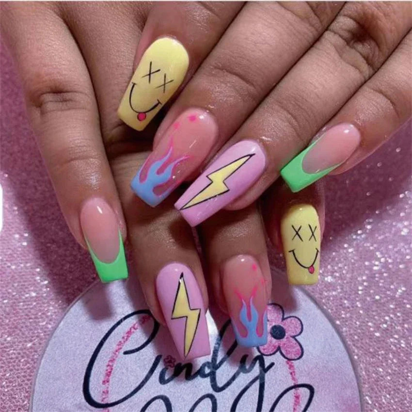 Vibrant Ballerina Nail Tips Set-37