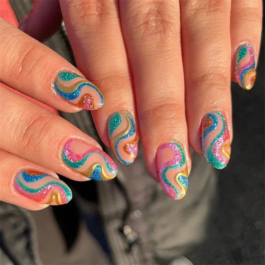 Vibrant Ballerina Nail Tips Set-38