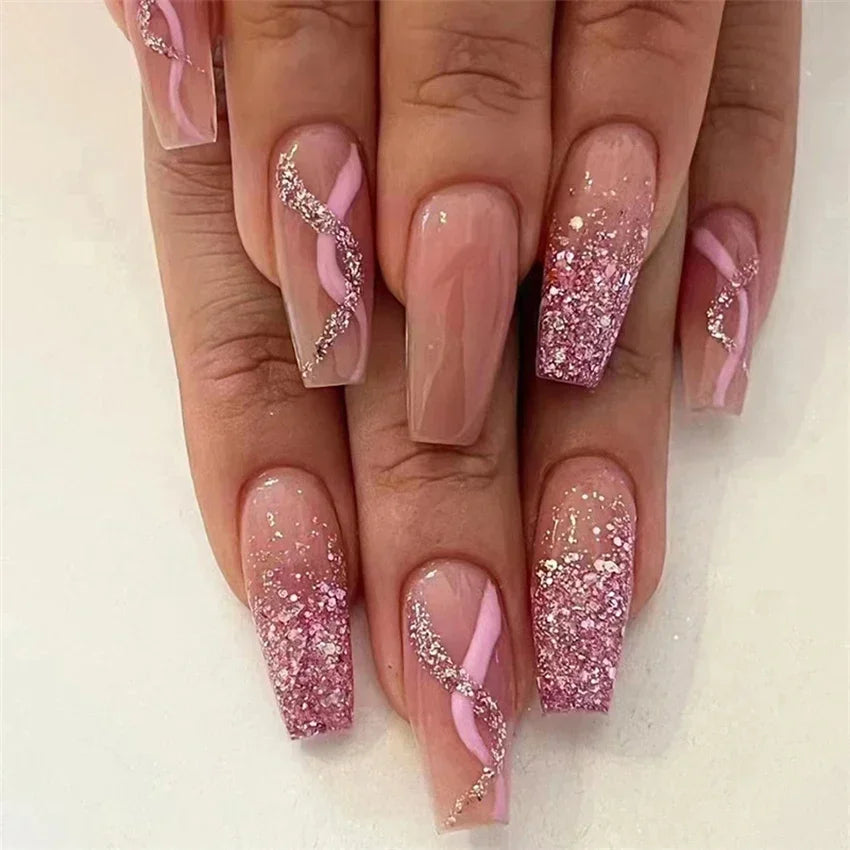 Vibrant Ballerina Nail Tips Set-40