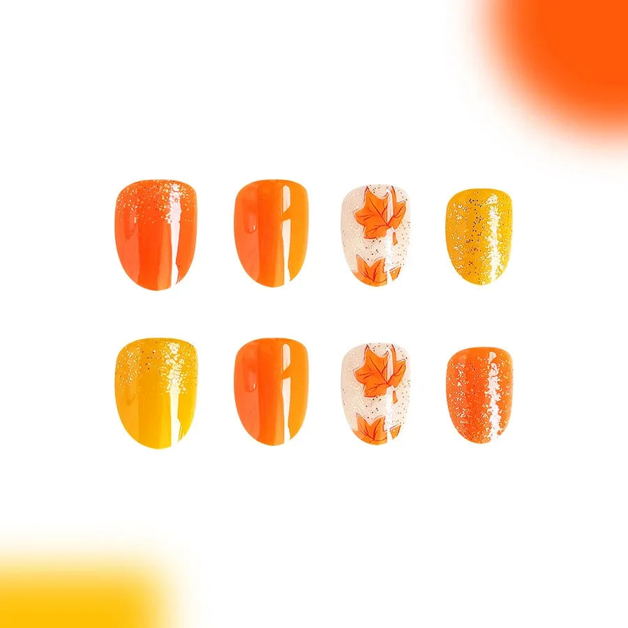 Shimmering Orange Press-On Nails-1