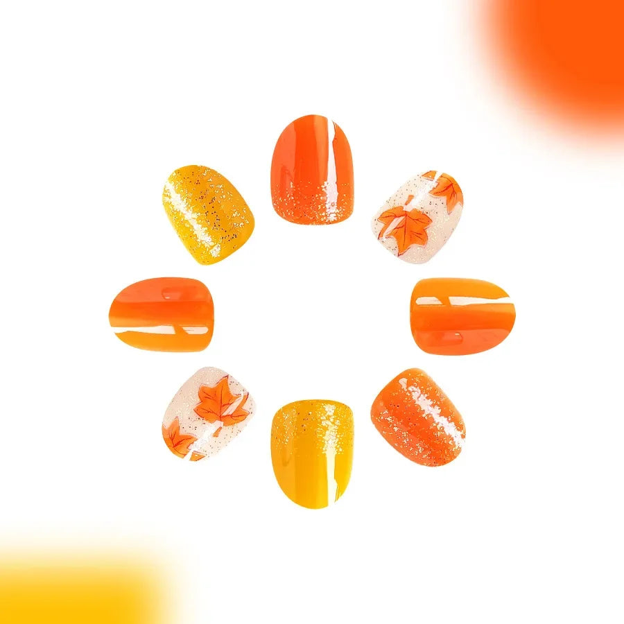 Shimmering Orange Press-On Nails-2