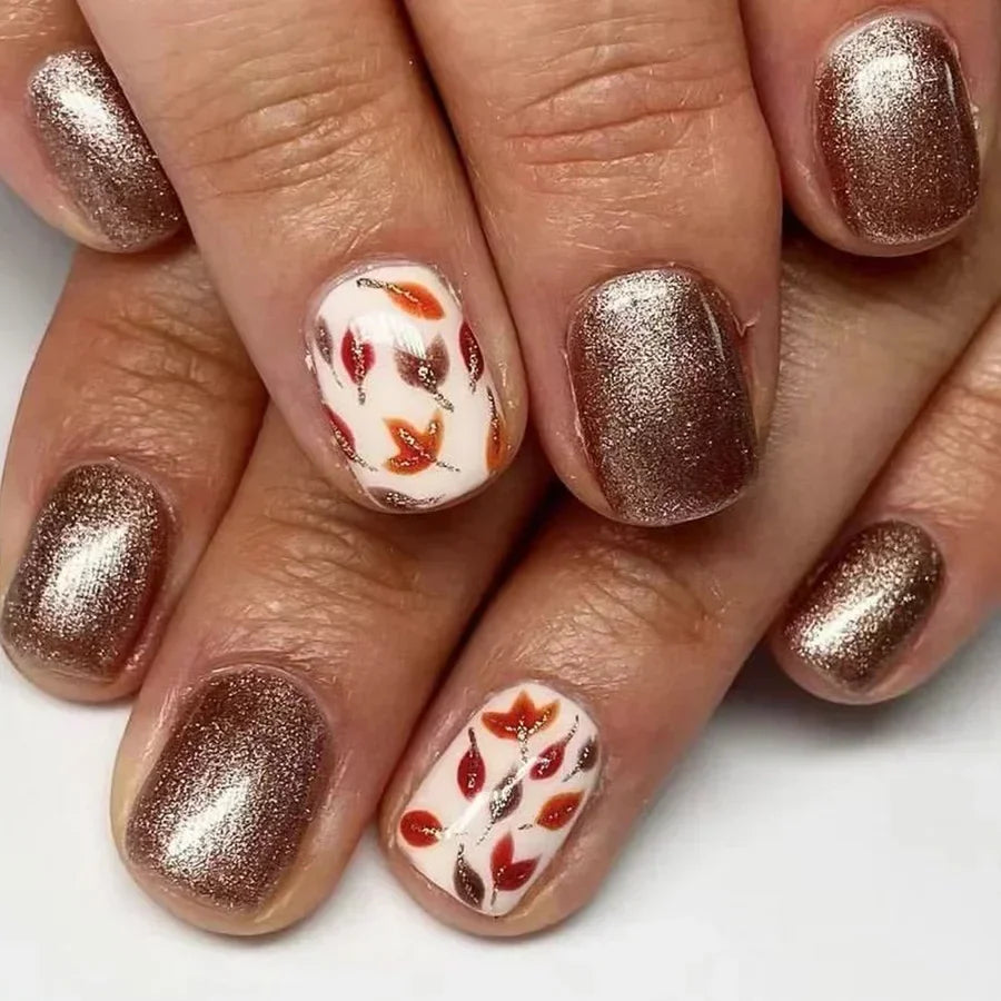 Shimmering Orange Press-On Nails-5