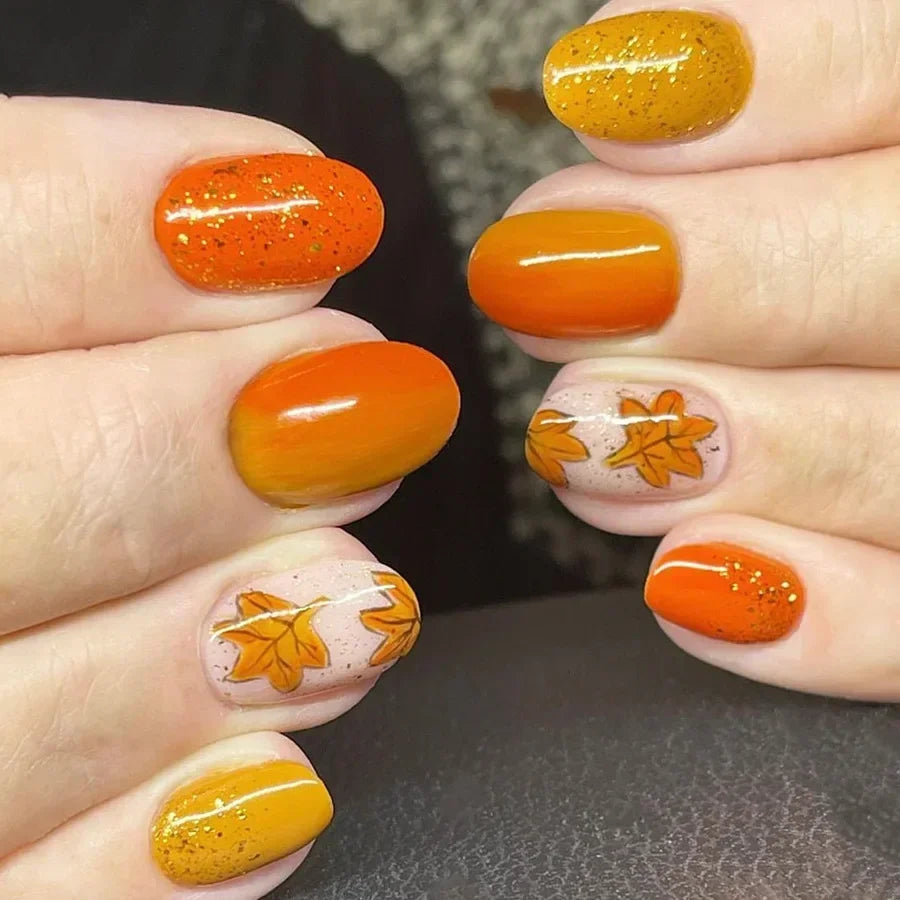 Shimmering Orange Press-On Nails-11