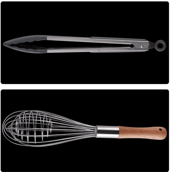 Silicone Kitchen Utensils Set with Wooden Handle-3
