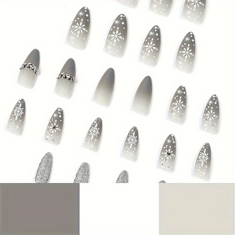 Snowflake & Rhinestone Press-On Nails-2