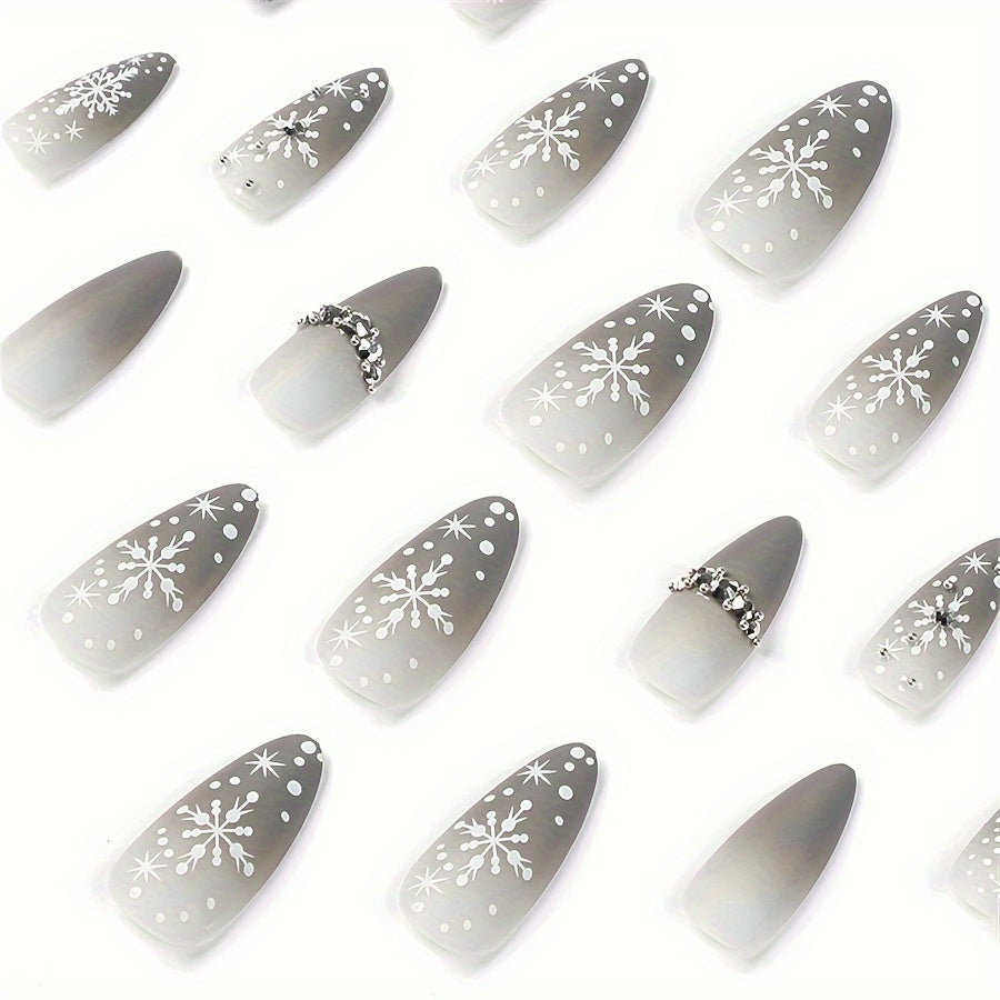 Snowflake & Rhinestone Press-On Nails-3