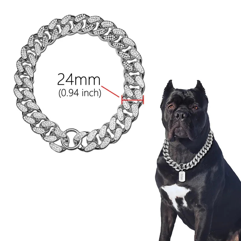 Sparkle Bulldog Necklace Dog Collar Accessories-3