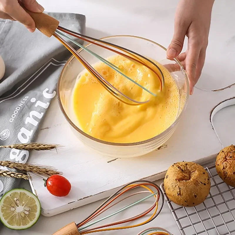 Stainless Steel Rotary Whisk with Wood Handle-2