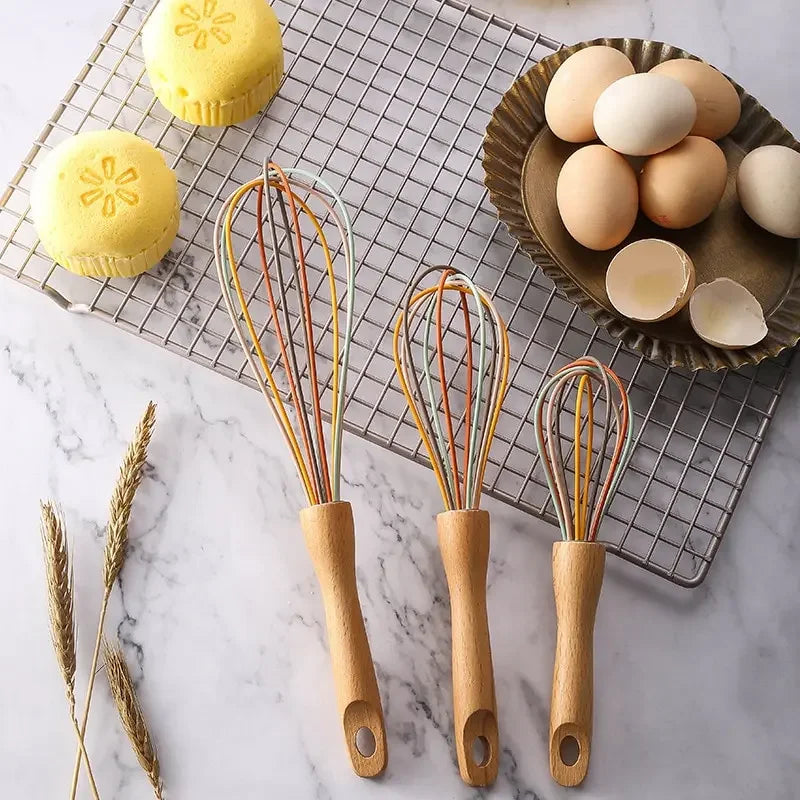 Stainless Steel Rotary Whisk with Wood Handle-3