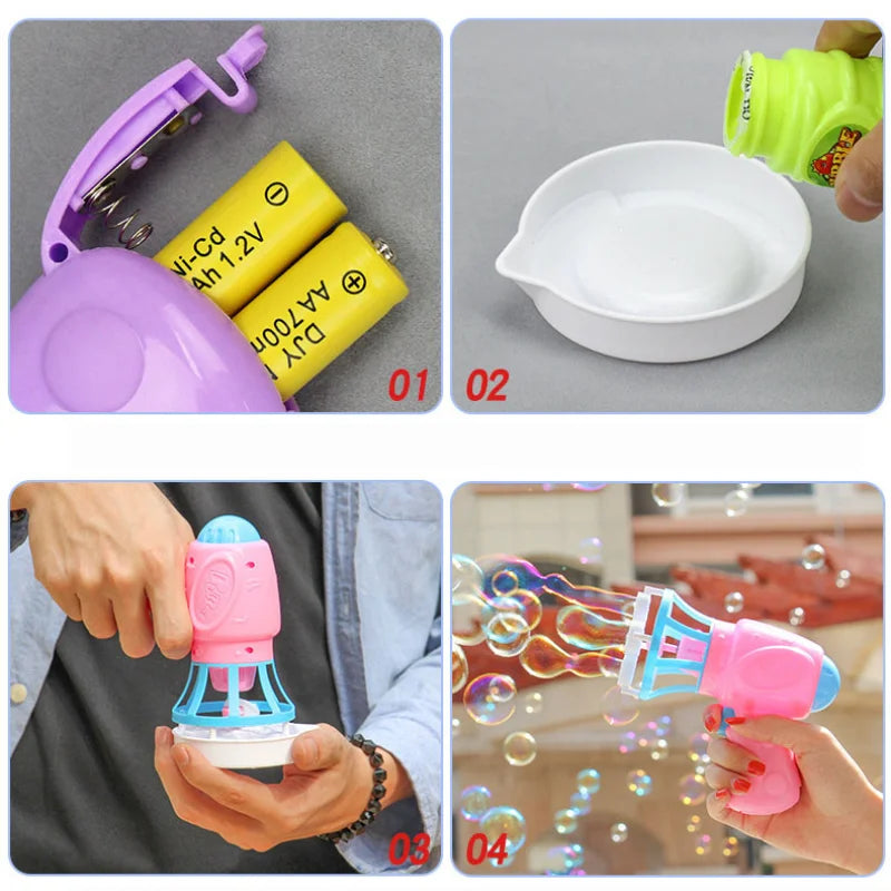 Summer Children's Electric Fan Bubble Gun Machine Water Toys-3
