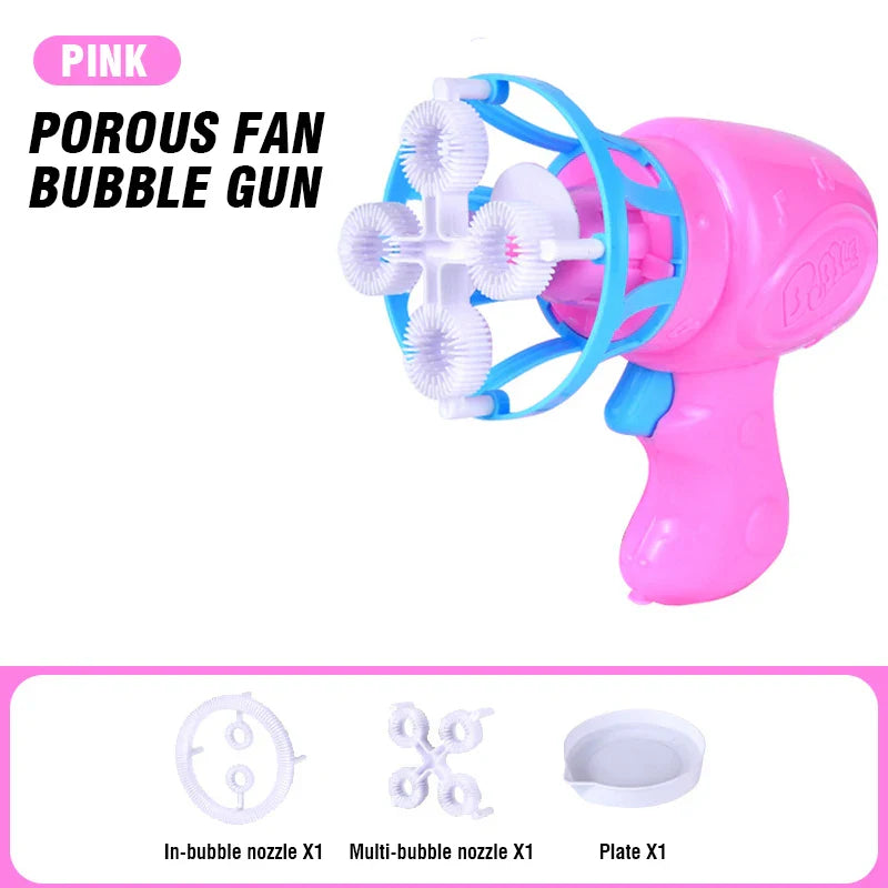 Summer Children's Electric Fan Bubble Gun Machine Water Toys-5