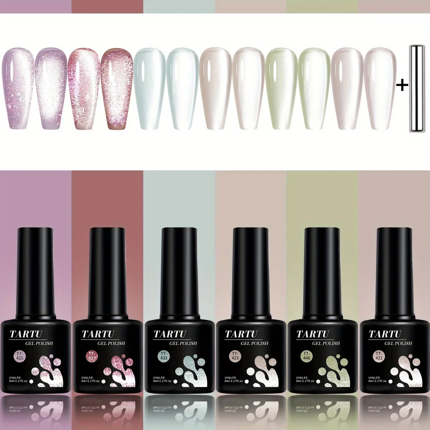 TARTU Cat Eye Gel Nail Polish Set 6 Colors 8ml-4
