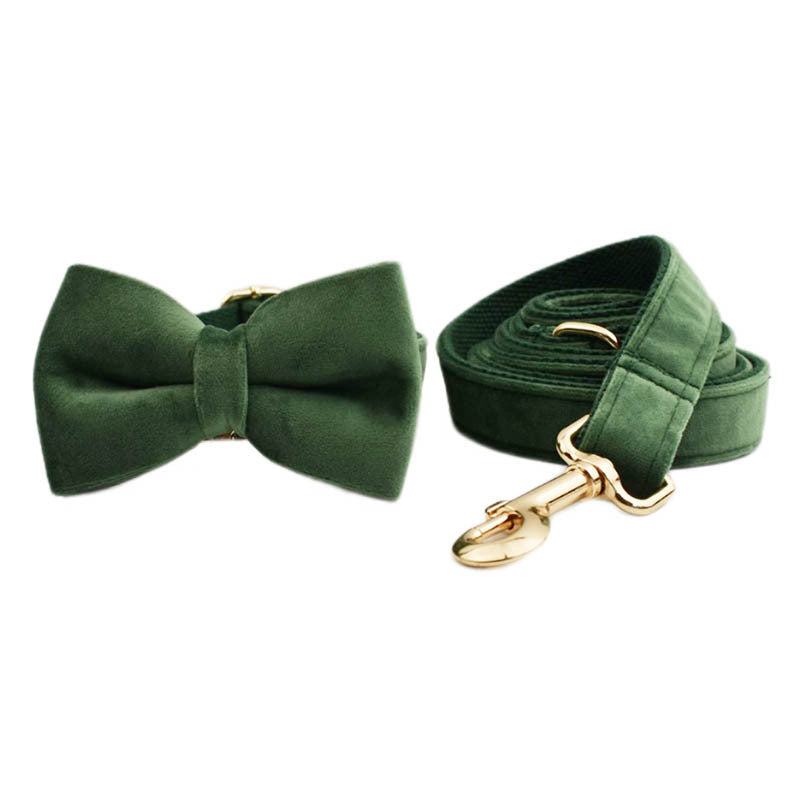 Velvet Dog Collar and Leash Set-1