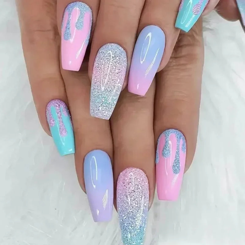 Vibrant Ballerina Nail Tips Set-1