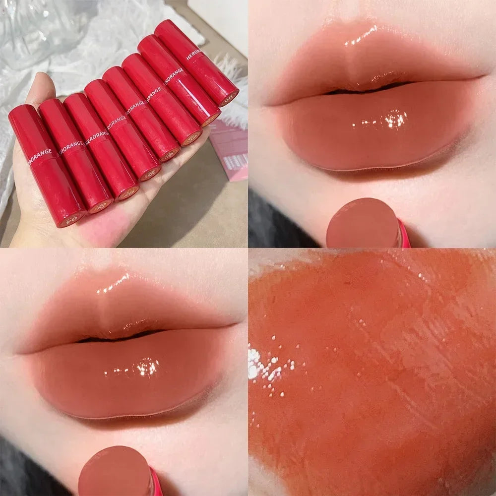Water Mirror Solid Lip Gloss Lipstick Nude Lip Tint Moisturizing-28