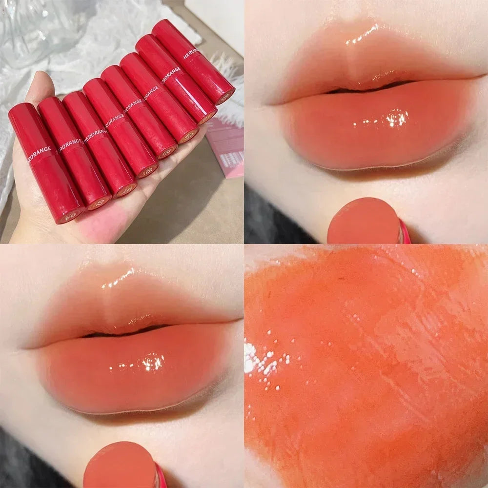 Water Mirror Solid Lip Gloss Lipstick Nude Lip Tint Moisturizing-26