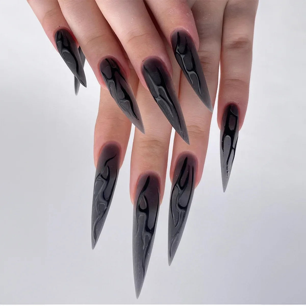 Y2K Silver Flame Press-On Nails-1