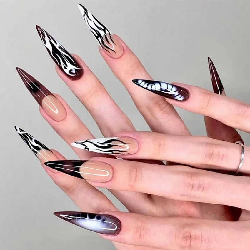 Y2K Silver Flame Press-On Nails-7