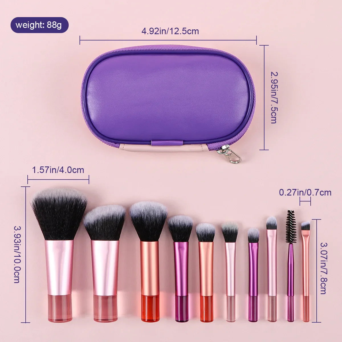 10 Piece Mini Makeup Brush Set Professional Tools-3