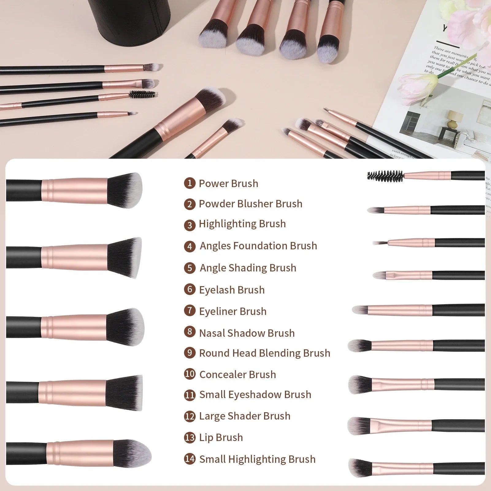 14PCS Premium Makeup Brushes Set-4