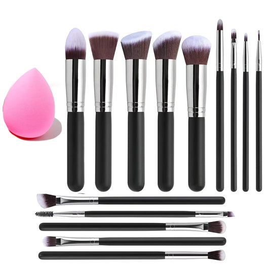 14Pcs Makeup Brush Set with Free Sponge-0