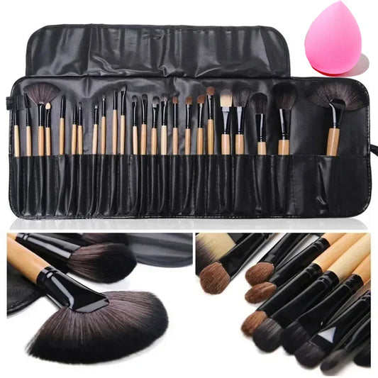 24 Piece Makeup Brush Set With Free Gift Bag-0