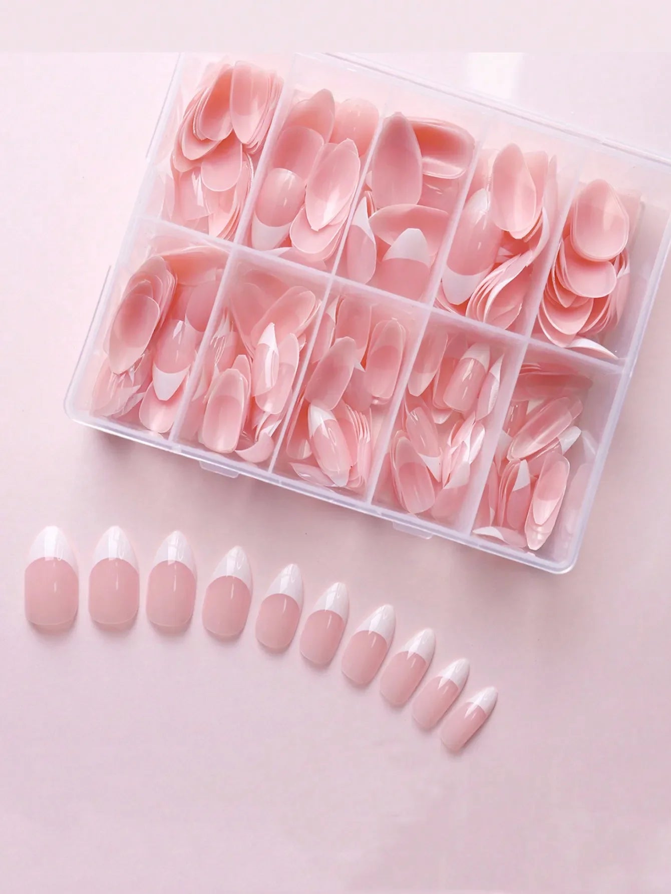 360 Pcs Glossy Pink French Nail Tips-5