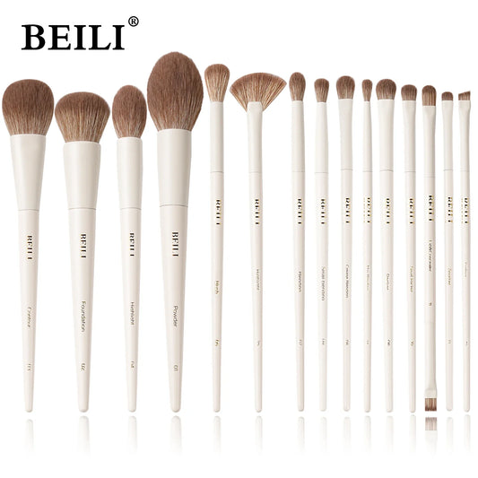 Beili 15 PCS Beige Makeup Brush Set-0