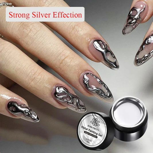 Born Pretty 5ml Metallic Silver Gel Polish-0
