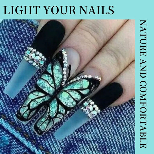 Broken Diamond Green Butterfly T-shaped Nail Art Kit-0