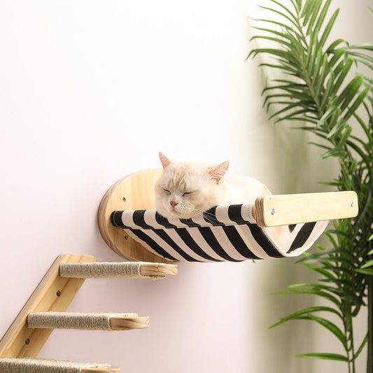 Cat Activity Center with Solid Wood Sisal Scratching Posts and Hammock-0