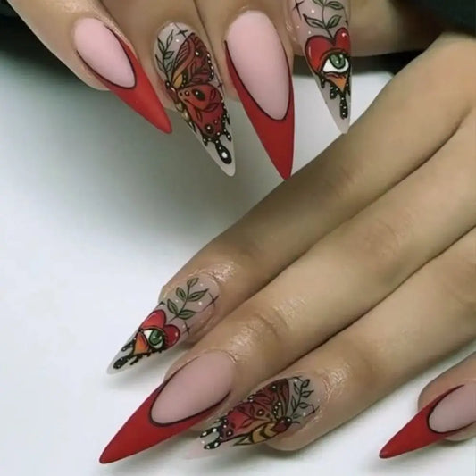 Diamond-Studded Almond Press-On Nails-10