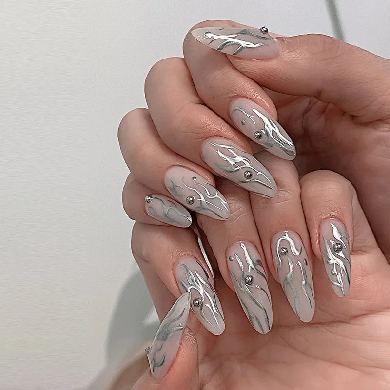 Elegant Black Almond Press-on Nail Kit-2