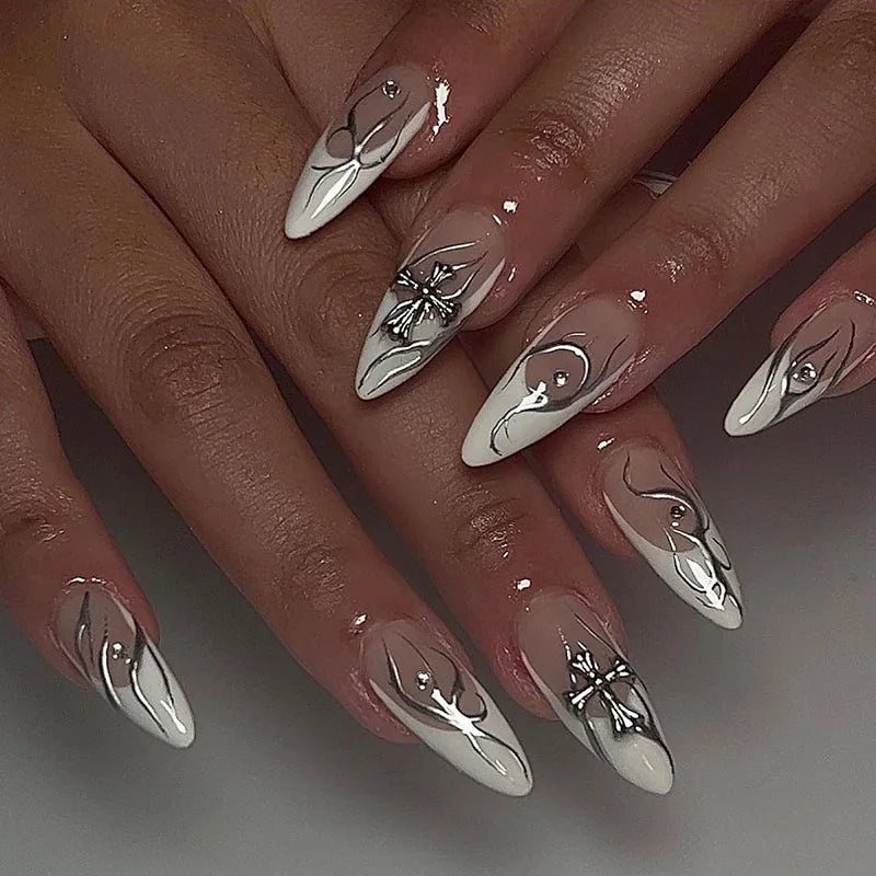 Elegant Black Almond Press-on Nail Kit-10