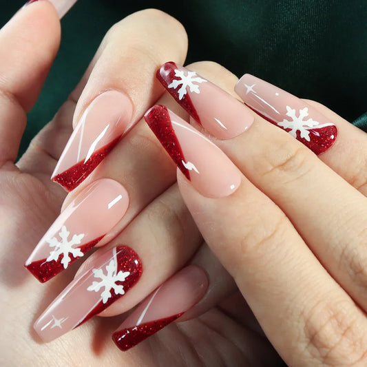 Festive Snowflake Press-On Nails-0