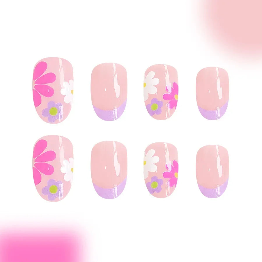 Floral Almond Press-On Nails Set-1