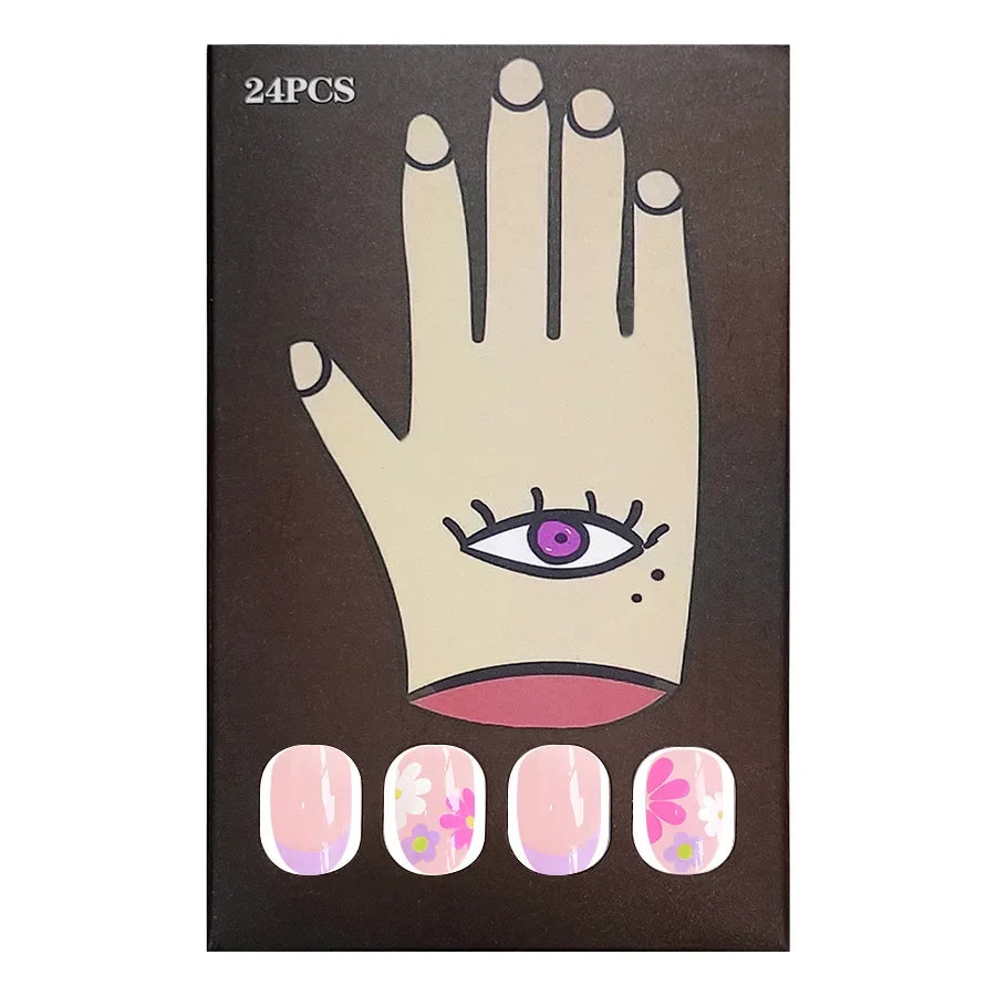 Floral Almond Press-On Nails Set-4