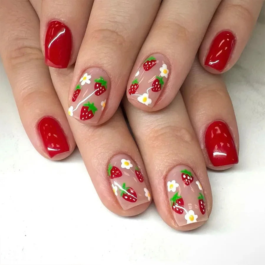 Floral Almond Press-On Nails Set-5