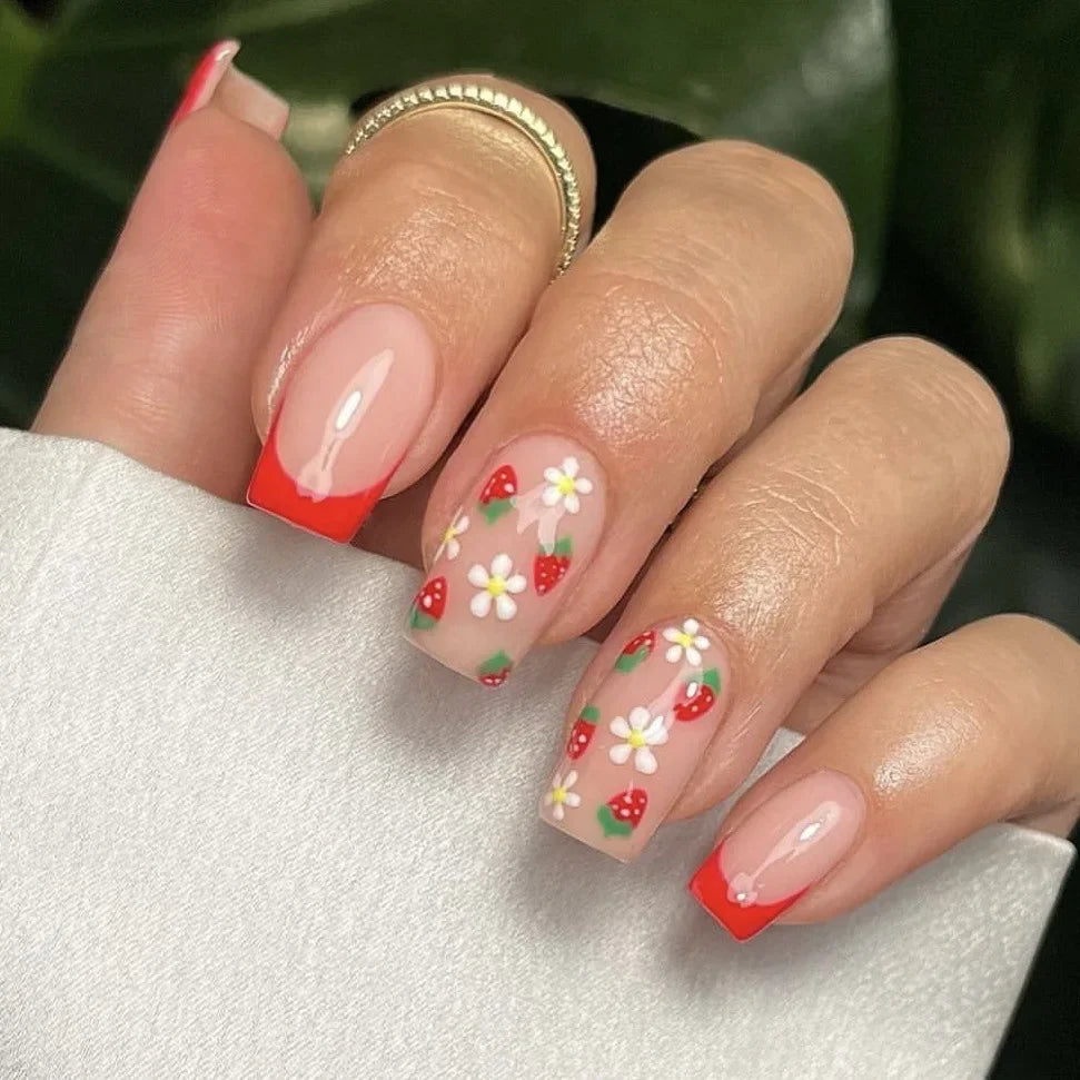 Floral Almond Press-On Nails Set-7