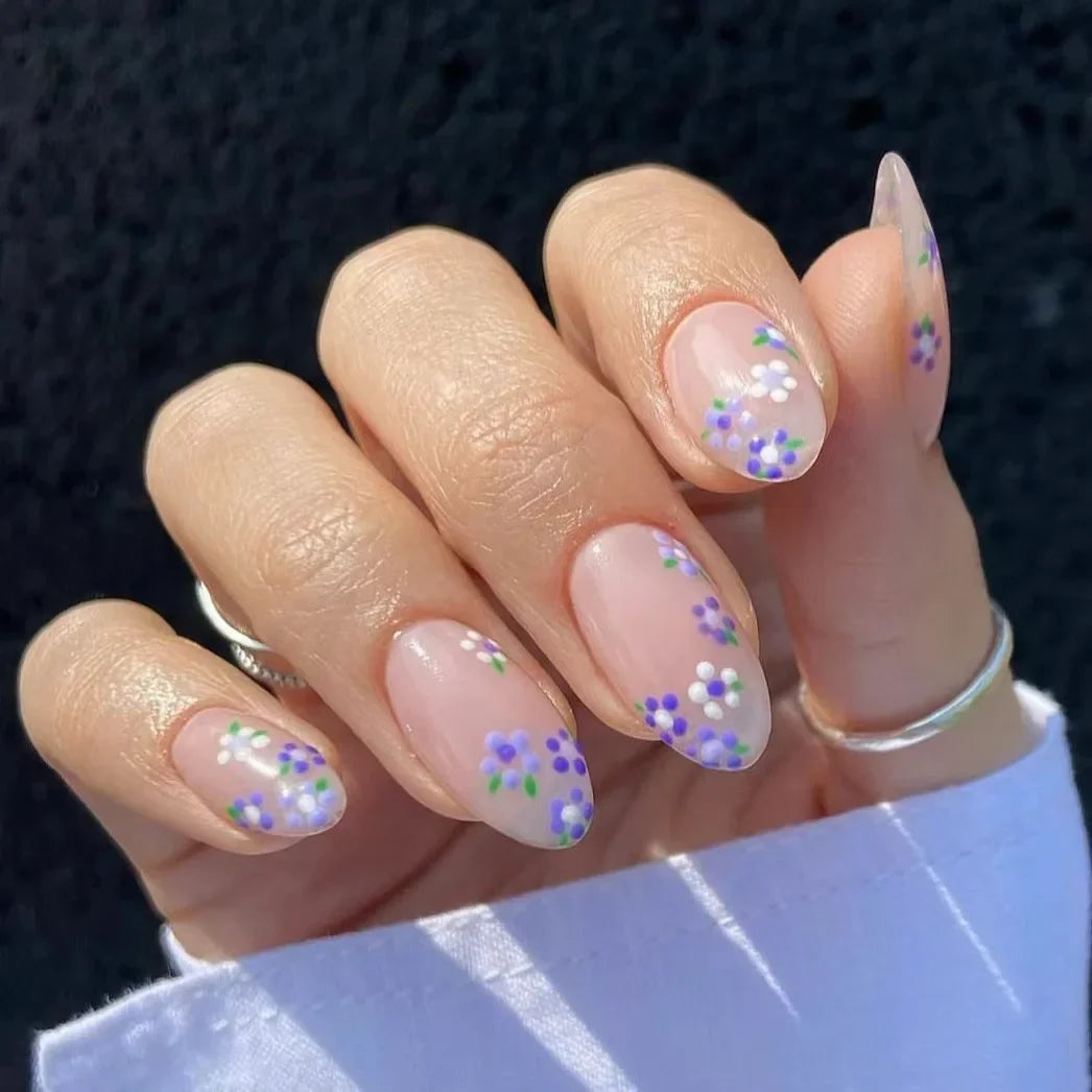 Floral Almond Press-On Nails Set-11